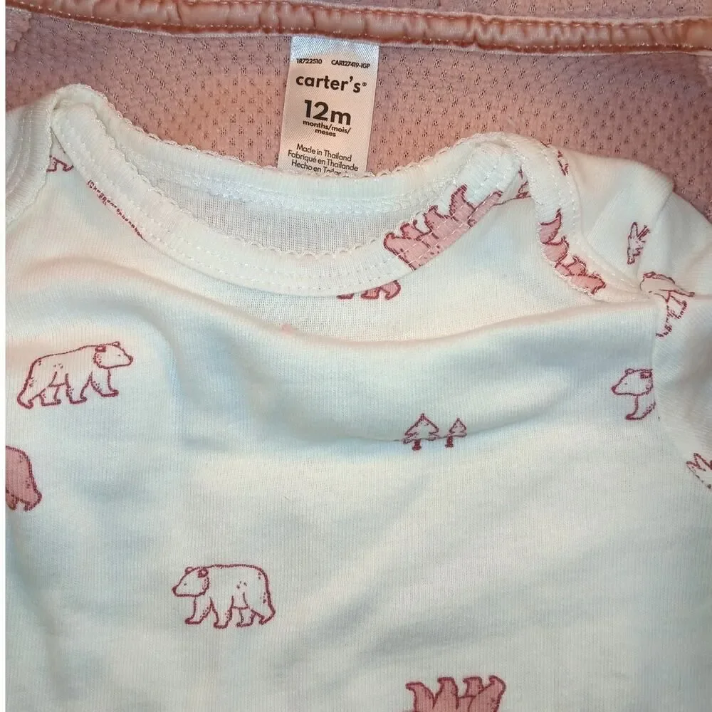 Carter's Baby Girls New w/Tags Bear Onesie & Hoodie Vest Set - 12M